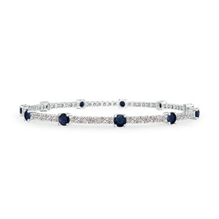 2.8mm A Diamond and Sapphire Station Stackable Bracelet in 10K White Gold