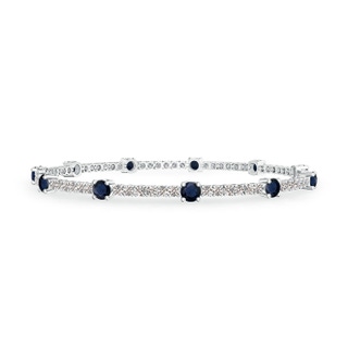 2.8mm A Diamond and Sapphire Station Stackable Bracelet in 9K White Gold