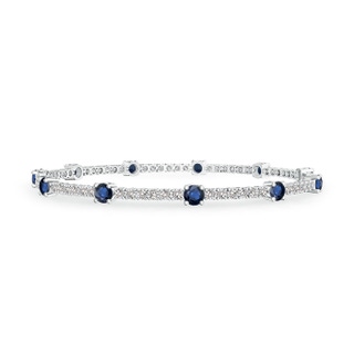 2.8mm AA Diamond and Sapphire Station Stackable Bracelet in 10K White Gold