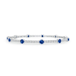 2.8mm AAA Diamond and Sapphire Station Stackable Bracelet in White Gold