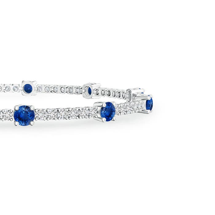 2.8mm AAA Diamond and Sapphire Station Stackable Bracelet in White Gold - side 2