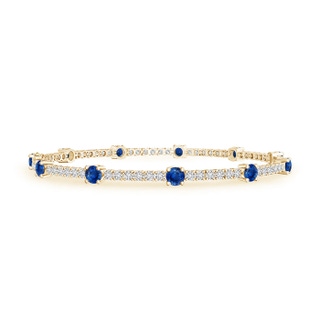 2.8mm AAA Diamond and Sapphire Station Stackable Bracelet in Yellow Gold