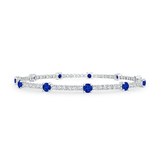 2.8mm AAAA Diamond and Sapphire Station Stackable Bracelet in White Gold