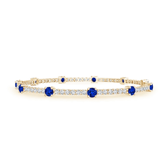 2.8mm AAAA Diamond and Sapphire Station Stackable Bracelet in Yellow Gold