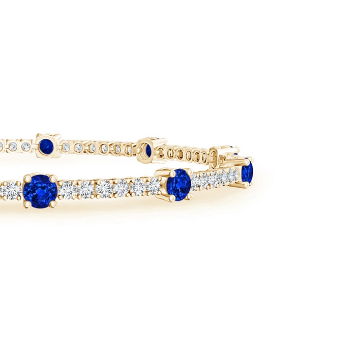 2.8mm AAAA Diamond and Sapphire Station Stackable Bracelet in Yellow Gold Side 1