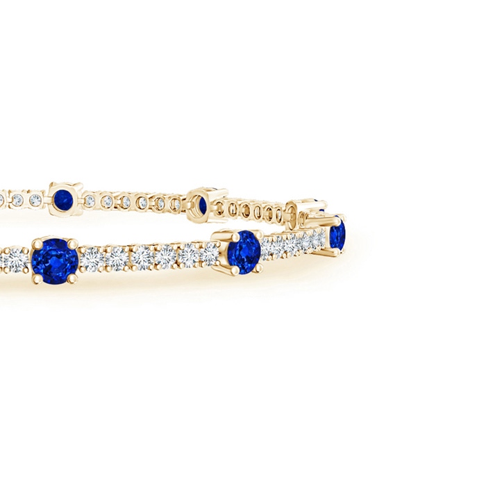 2.8mm AAAA Diamond and Sapphire Station Stackable Bracelet in Yellow Gold - side 1