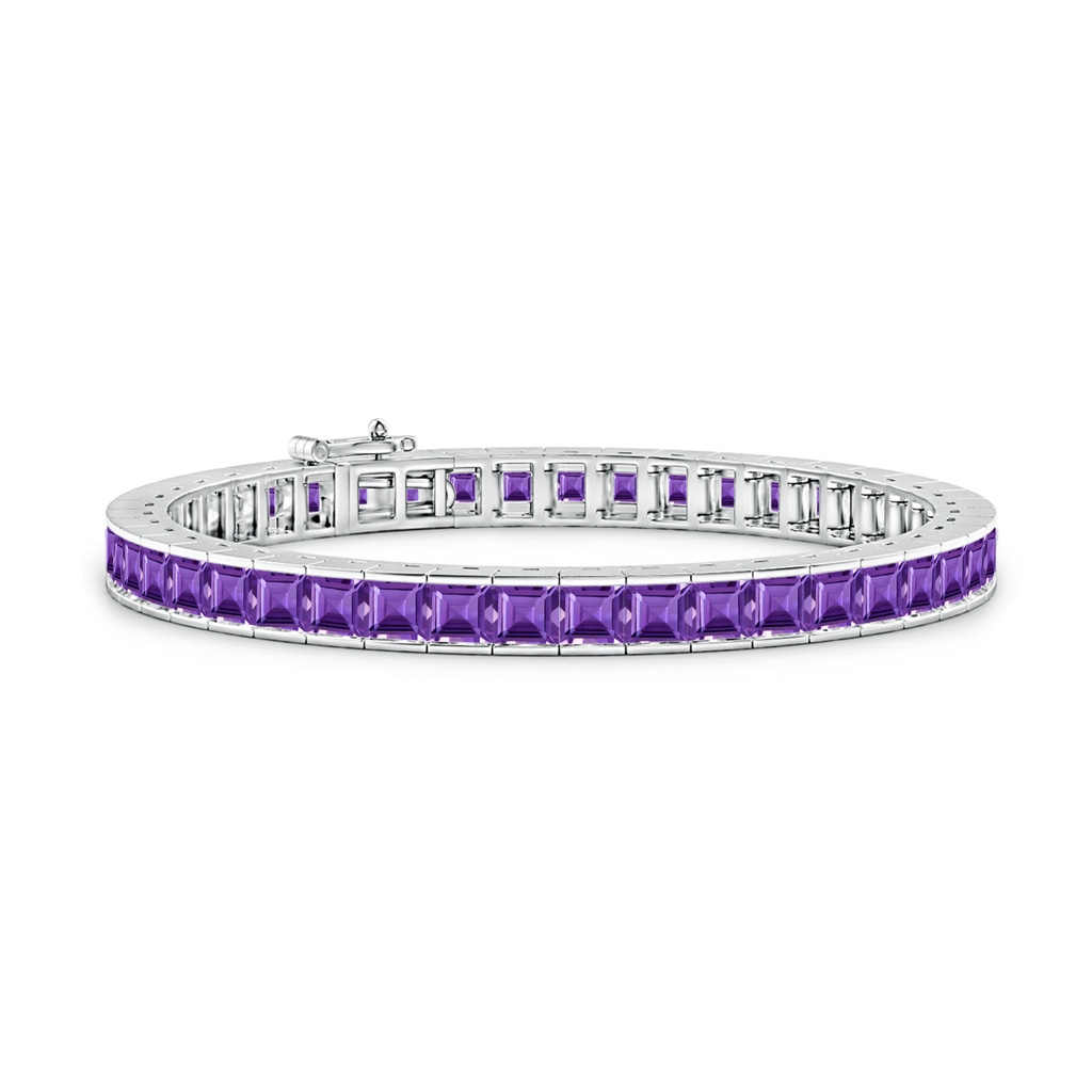 4mm AAA Channel-Set Square Amethyst Tennis Bracelet in White Gold