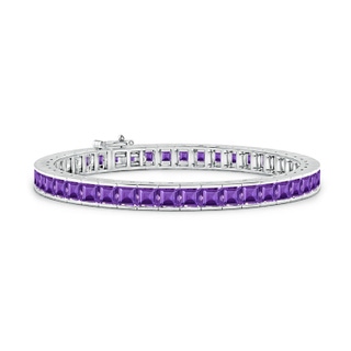 4mm AAA Channel-Set Square Amethyst Tennis Bracelet in White Gold