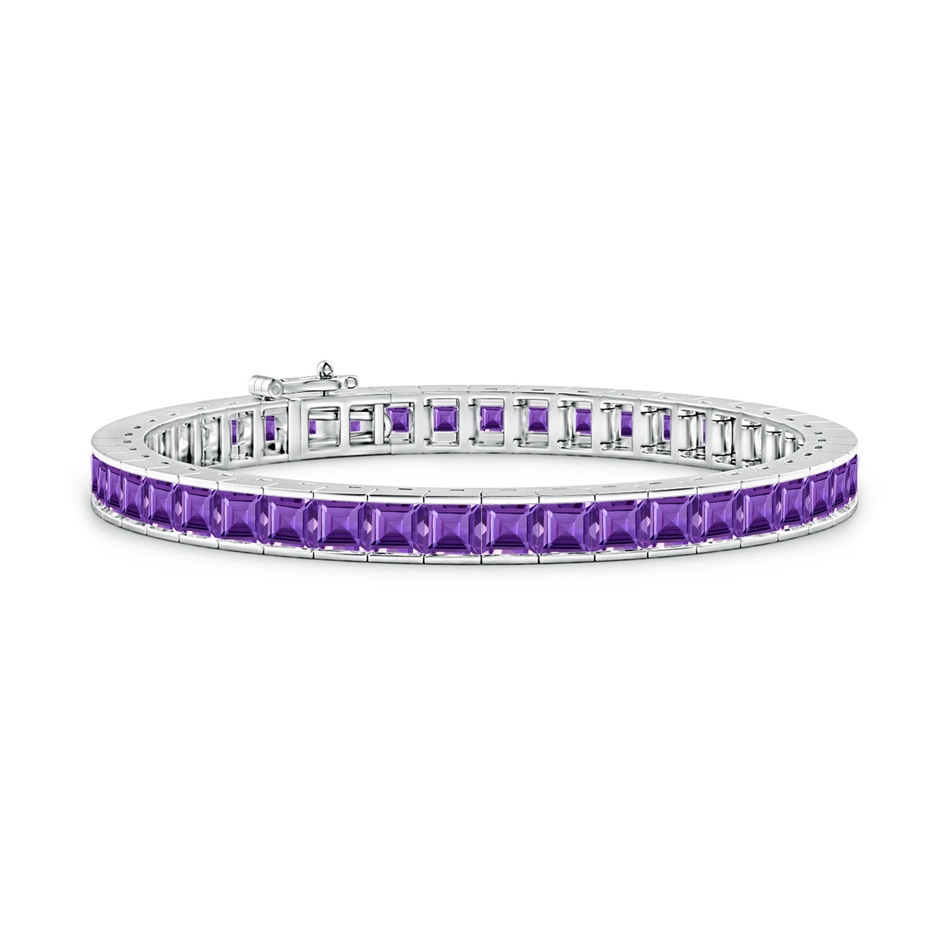 4mm AAA Channel-Set Square Amethyst Tennis Bracelet in White Gold 