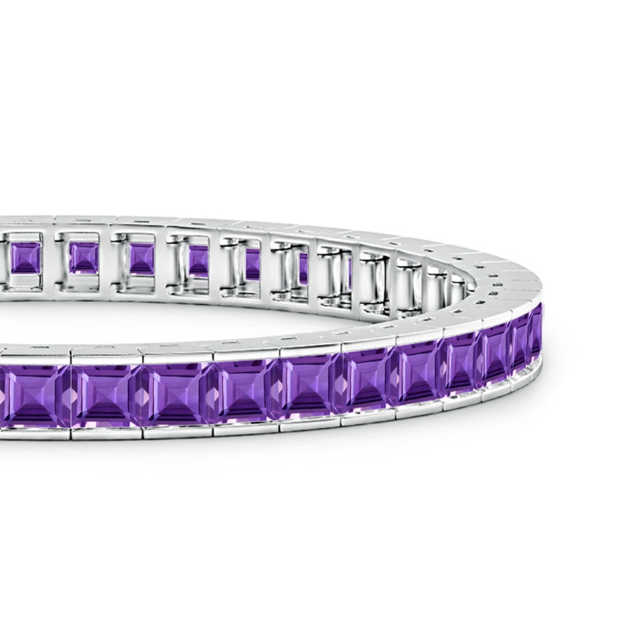 4mm AAA Channel-Set Square Amethyst Tennis Bracelet in White Gold side-1