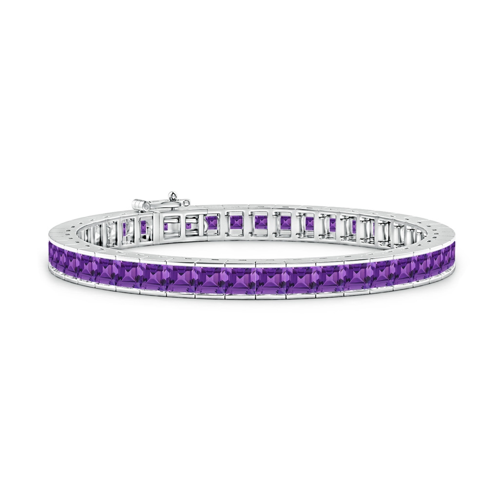 4mm AAAA Channel-Set Square Amethyst Tennis Bracelet in White Gold