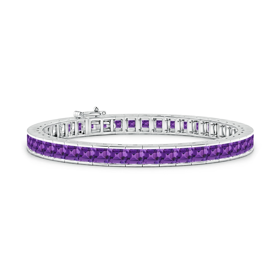 4mm AAAA Channel-Set Square Amethyst Tennis Bracelet in White Gold 