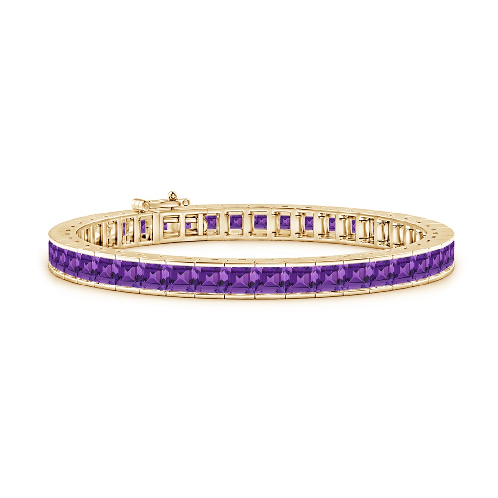 4mm AAAA Channel-Set Square Amethyst Tennis Bracelet in Yellow Gold