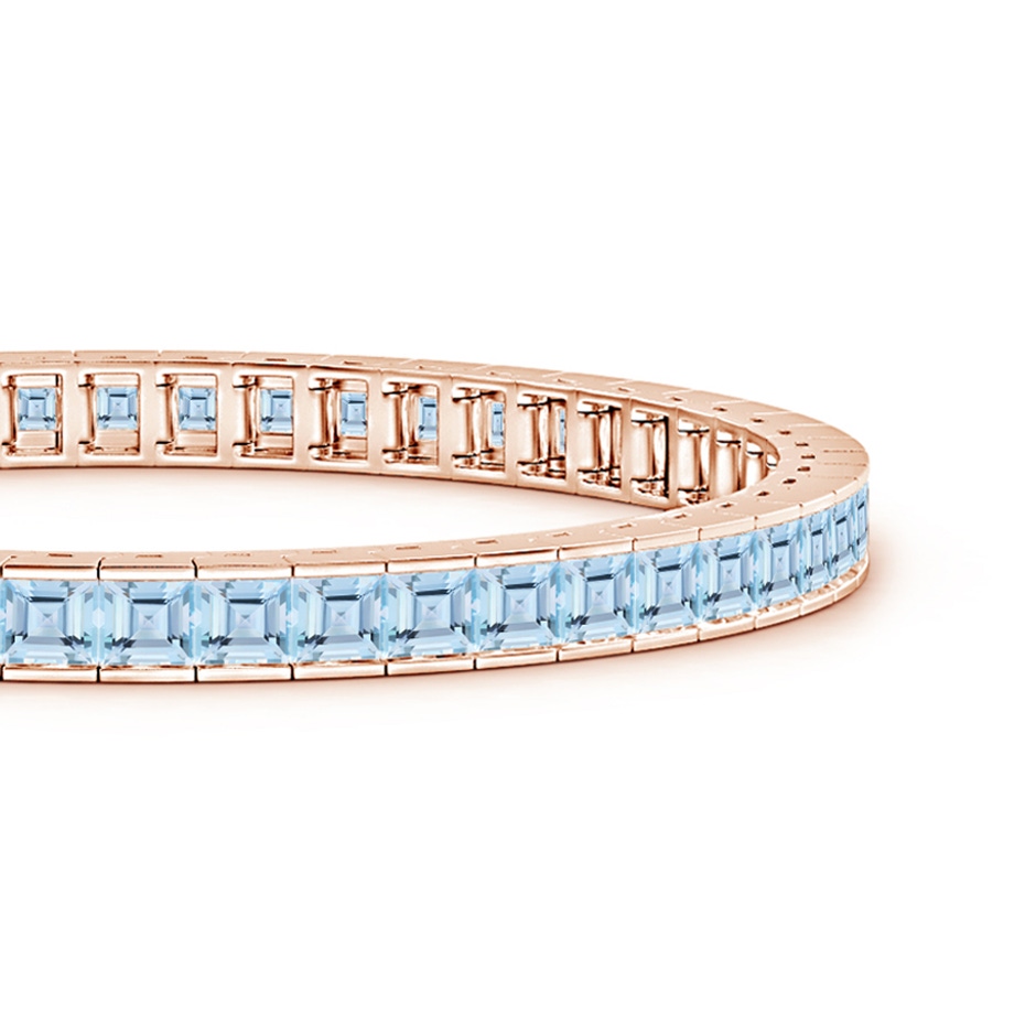 3.5mm AAA Channel-Set Square Aquamarine Tennis Bracelet in Rose Gold side-1