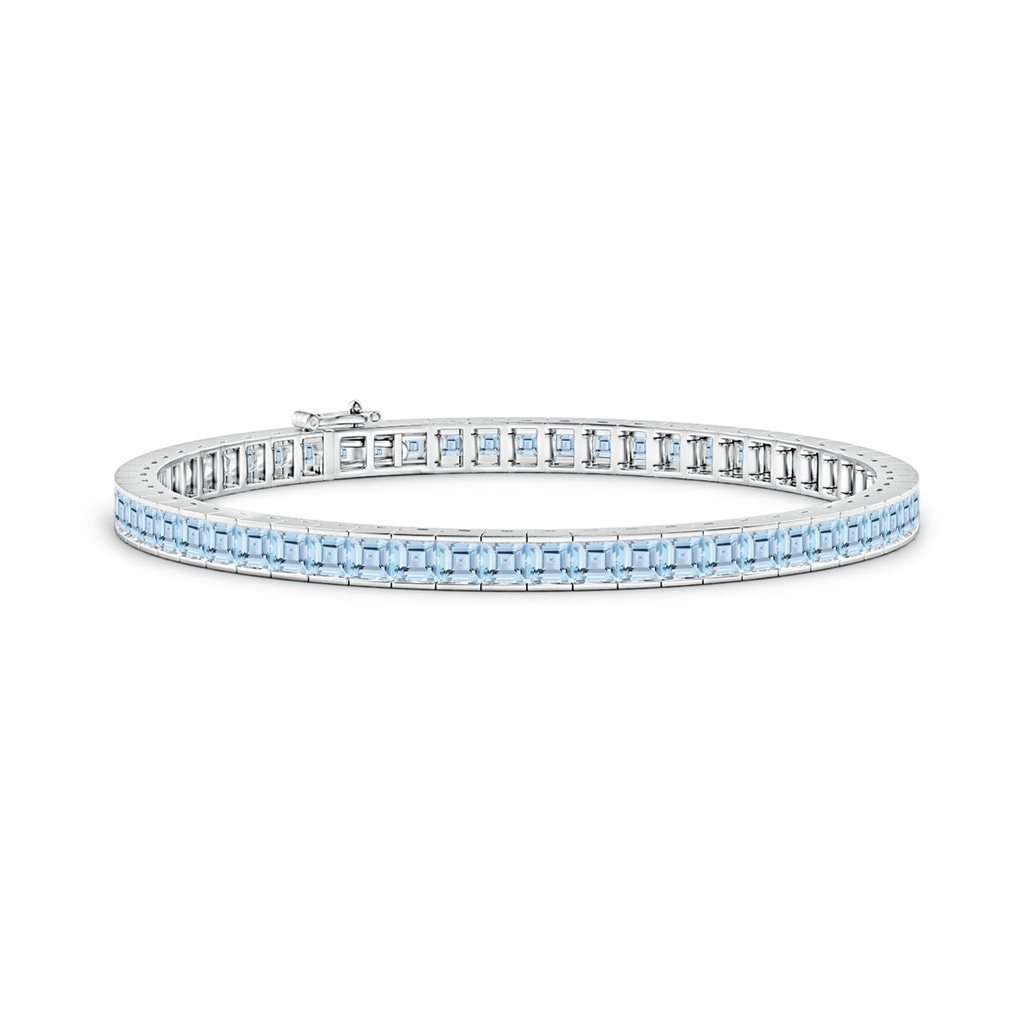 3mm AAA Channel-Set Square Aquamarine Tennis Bracelet in White Gold