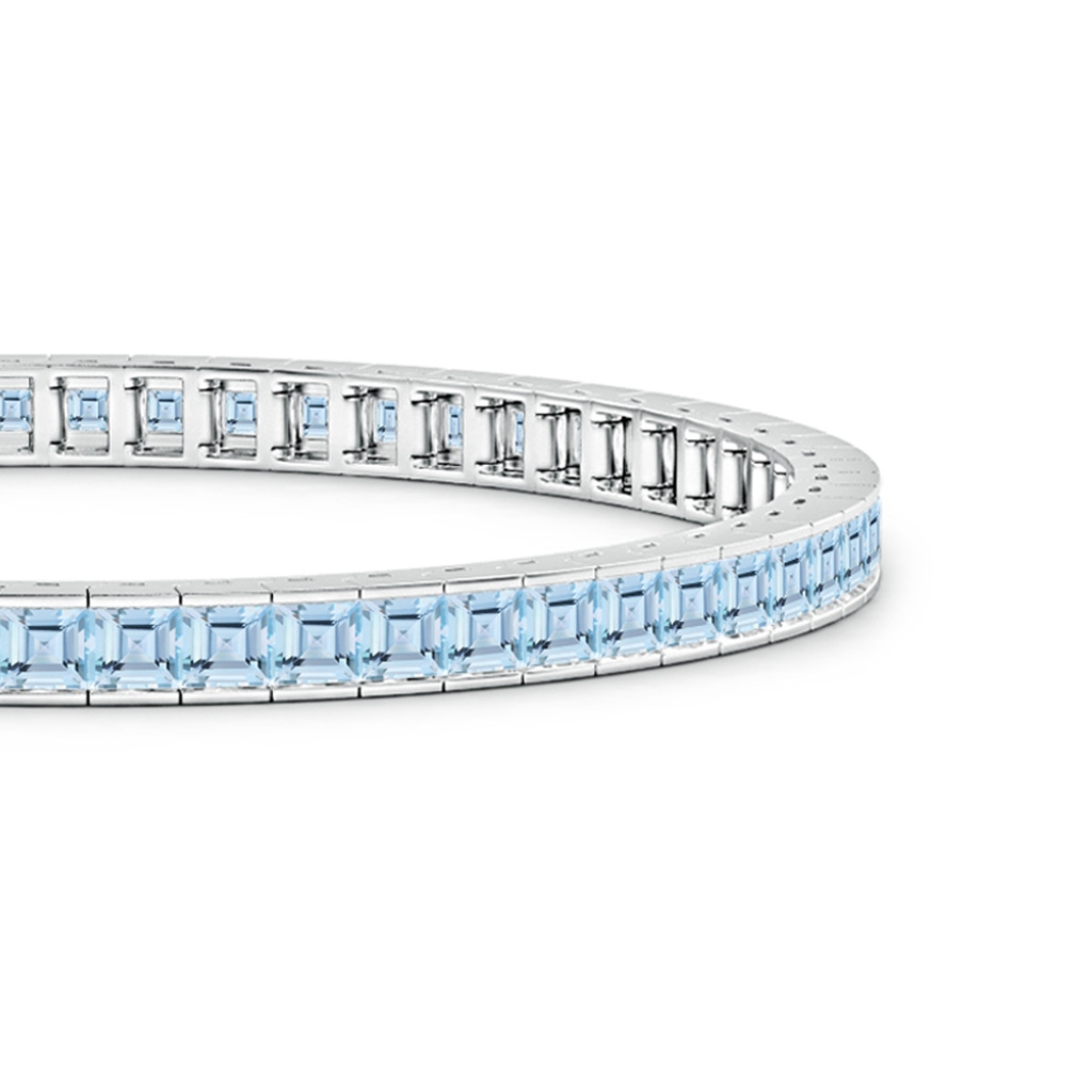 3mm AAA Channel-Set Square Aquamarine Tennis Bracelet in White Gold - side 199
