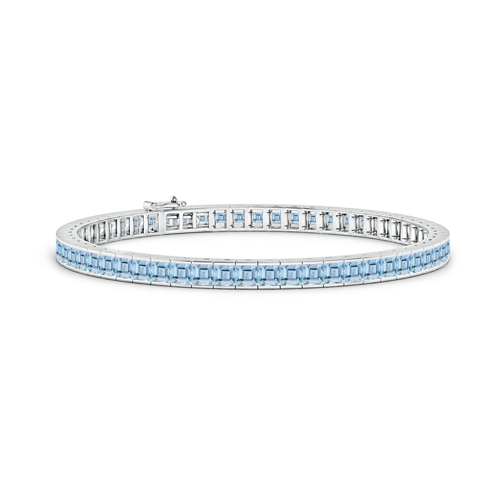 3mm AAAA Channel-Set Square Aquamarine Tennis Bracelet in White Gold