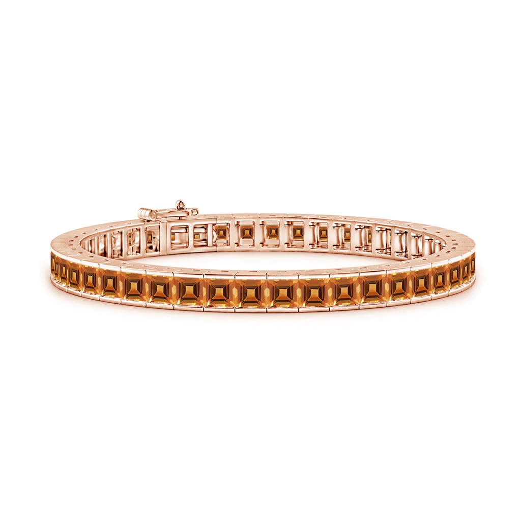 4mm AAA Channel-Set Square Citrine Tennis Bracelet in Rose Gold