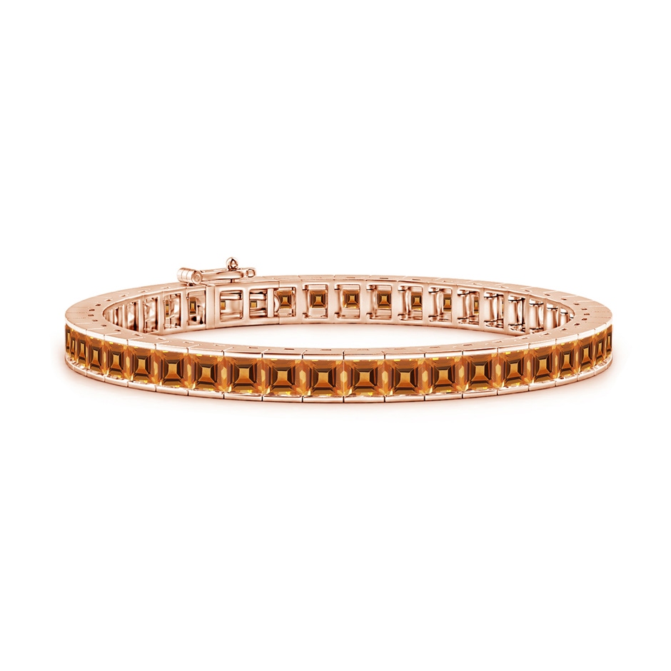 4mm AAA Channel-Set Square Citrine Tennis Bracelet in Rose Gold 