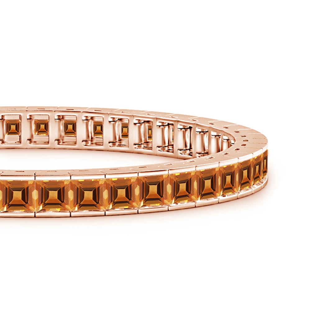 4mm AAA Channel-Set Square Citrine Tennis Bracelet in Rose Gold Side-1