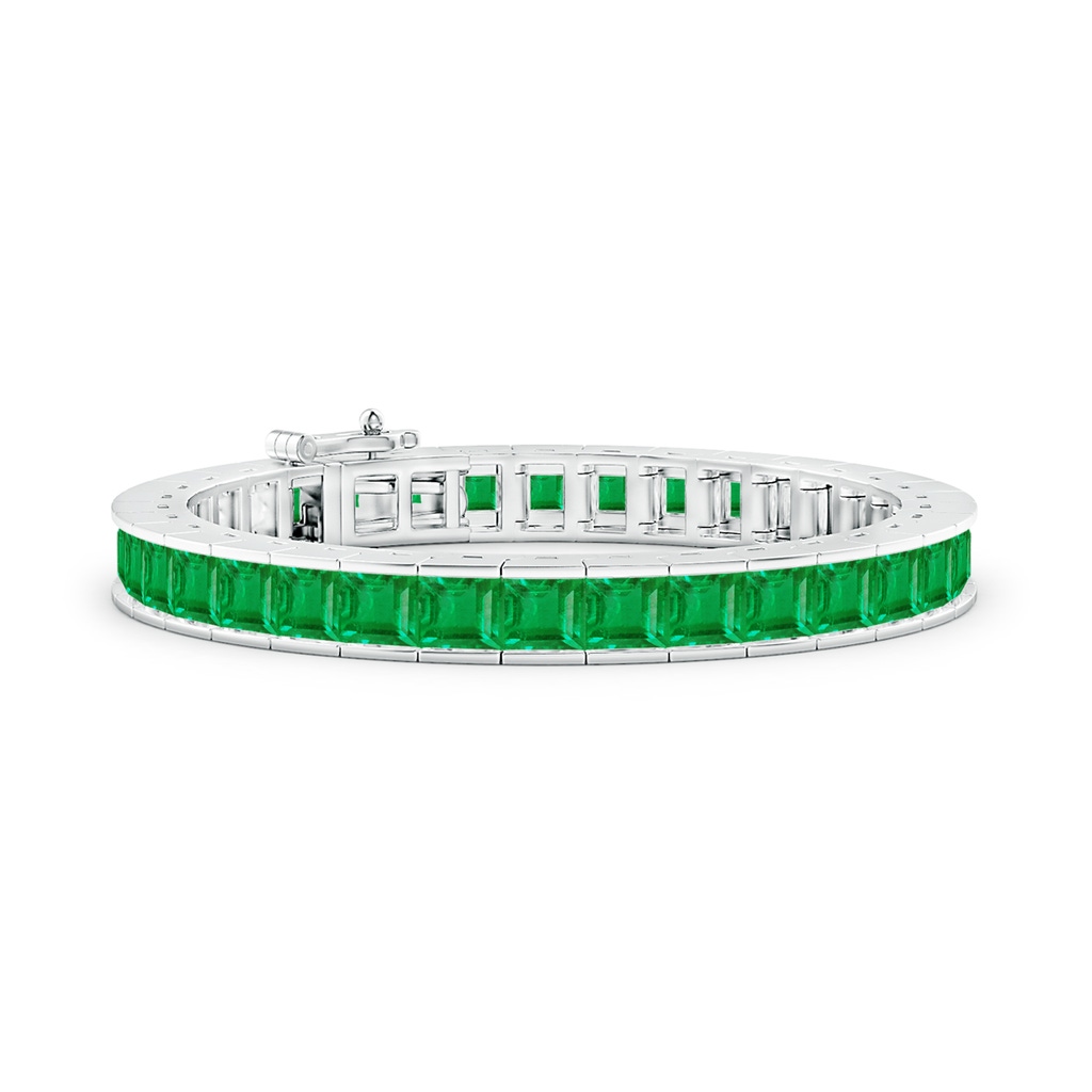 5mm AA Channel-Set Princess-Cut Emerald Tennis Bracelet in White Gold