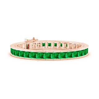 5mm AAA Channel-Set Princess-Cut Emerald Tennis Bracelet in Rose Gold