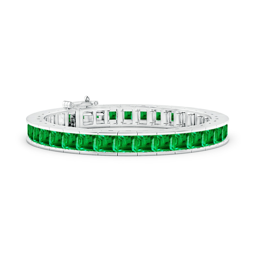 5mm AAA Channel-Set Princess-Cut Emerald Tennis Bracelet in White Gold