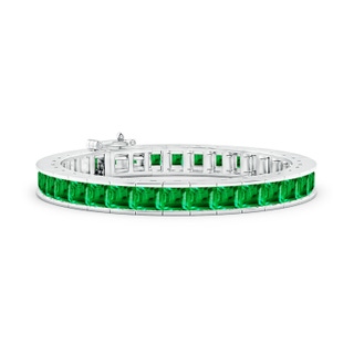 5mm AAA Channel-Set Princess-Cut Emerald Tennis Bracelet in White Gold