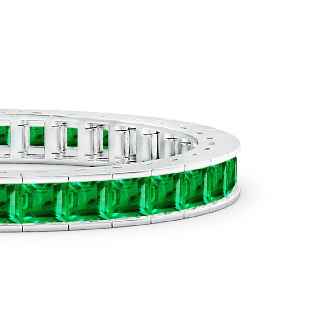 5mm AAA Channel-Set Princess-Cut Emerald Tennis Bracelet in White Gold Side 199