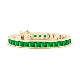 5mm AAA Channel-Set Princess-Cut Emerald Tennis Bracelet in Yellow Gold