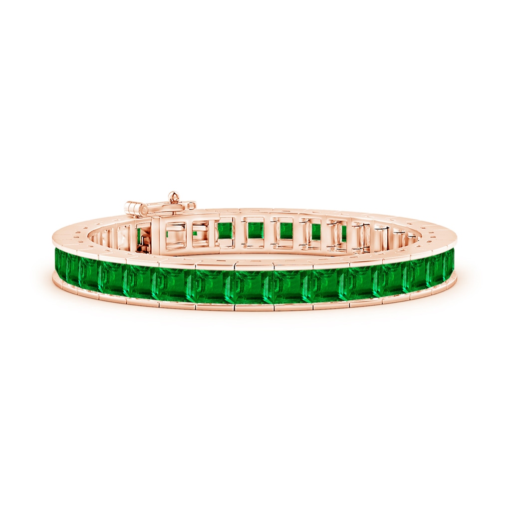 5mm AAAA Channel-Set Princess-Cut Emerald Tennis Bracelet in Rose Gold