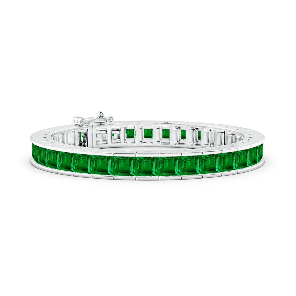 5mm AAAA Channel-Set Princess-Cut Emerald Tennis Bracelet in White Gold