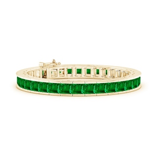 5mm AAAA Channel-Set Princess-Cut Emerald Tennis Bracelet in Yellow Gold