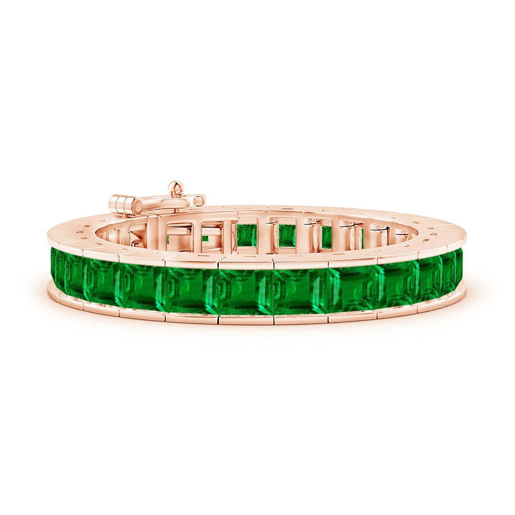 7mm AAAA Channel-Set Princess-Cut Emerald Tennis Bracelet in 10K Rose Gold