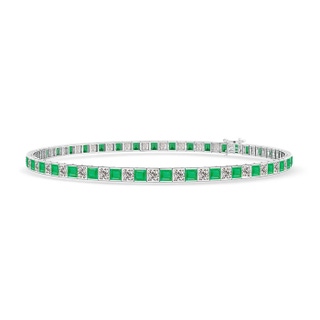 2.2mm A Princess-Cut Diamond and Emerald Tennis Bracelet in 10K White Gold