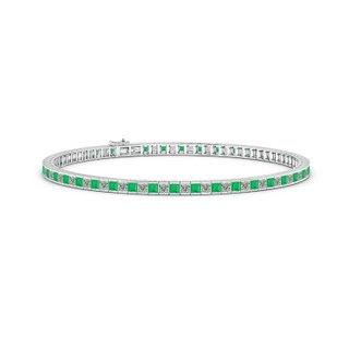 2.2mm A Princess-Cut Diamond and Emerald Tennis Bracelet in White Gold