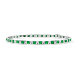 2.2mm AA Princess-Cut Diamond and Emerald Tennis Bracelet in 10K White Gold