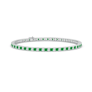 2.2mm AAA Princess-Cut Diamond and Emerald Tennis Bracelet in White Gold