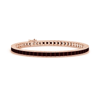 3mm A Channel-Set Square Garnet Tennis Bracelet in Rose Gold