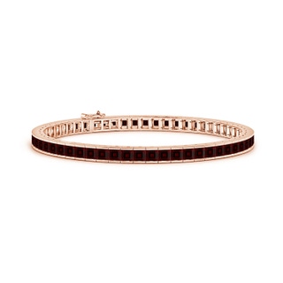 3mm AA Channel-Set Square Garnet Tennis Bracelet in Rose Gold