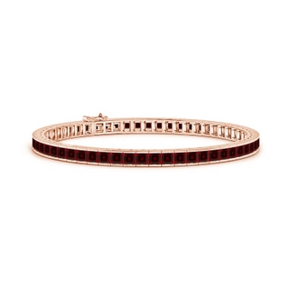 3mm AAA Channel-Set Square Garnet Tennis Bracelet in Rose Gold
