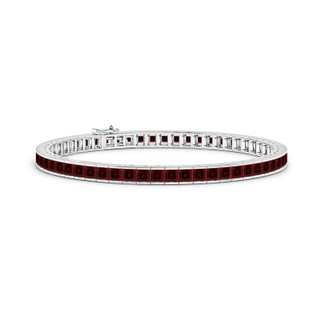 3mm AAA Channel-Set Square Garnet Tennis Bracelet in White Gold