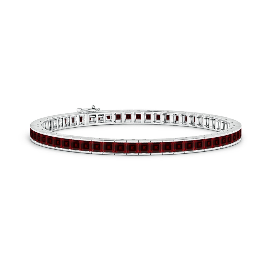 3mm AAA Channel-Set Square Garnet Tennis Bracelet in White Gold 