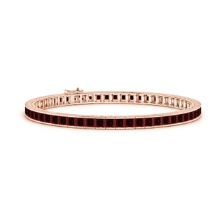 3mm AAAA Channel-Set Square Garnet Tennis Bracelet in Rose Gold