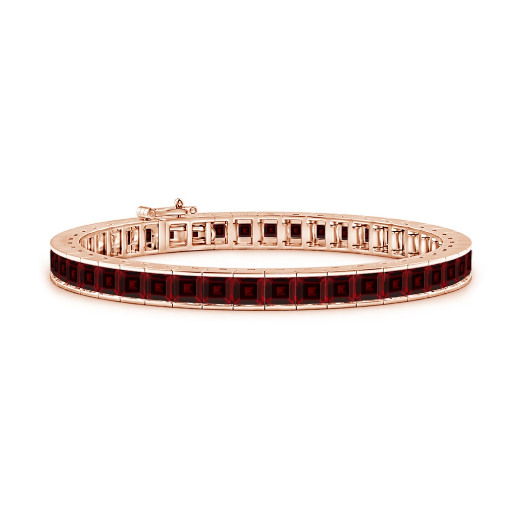4mm AAA Channel-Set Square Garnet Tennis Bracelet in Rose Gold