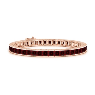 4mm AAA Channel-Set Square Garnet Tennis Bracelet in Rose Gold
