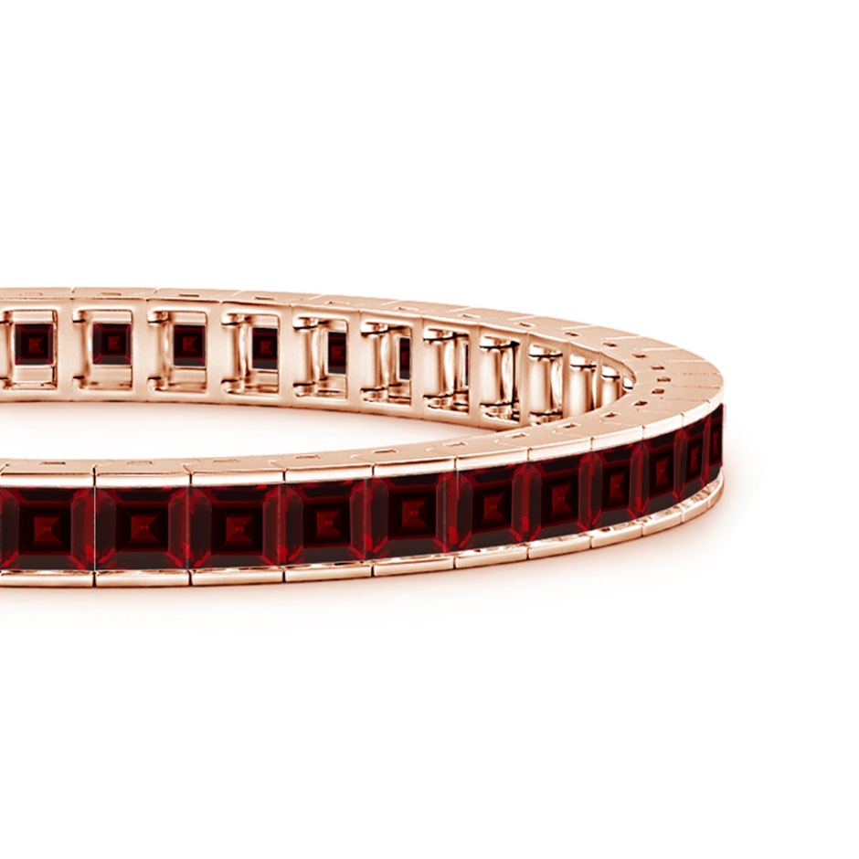 4mm AAA Channel-Set Square Garnet Tennis Bracelet in Rose Gold side-1