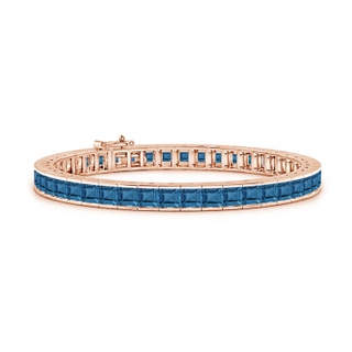 4mm AA Channel-Set Square London Blue Topaz Tennis Bracelet in Rose Gold