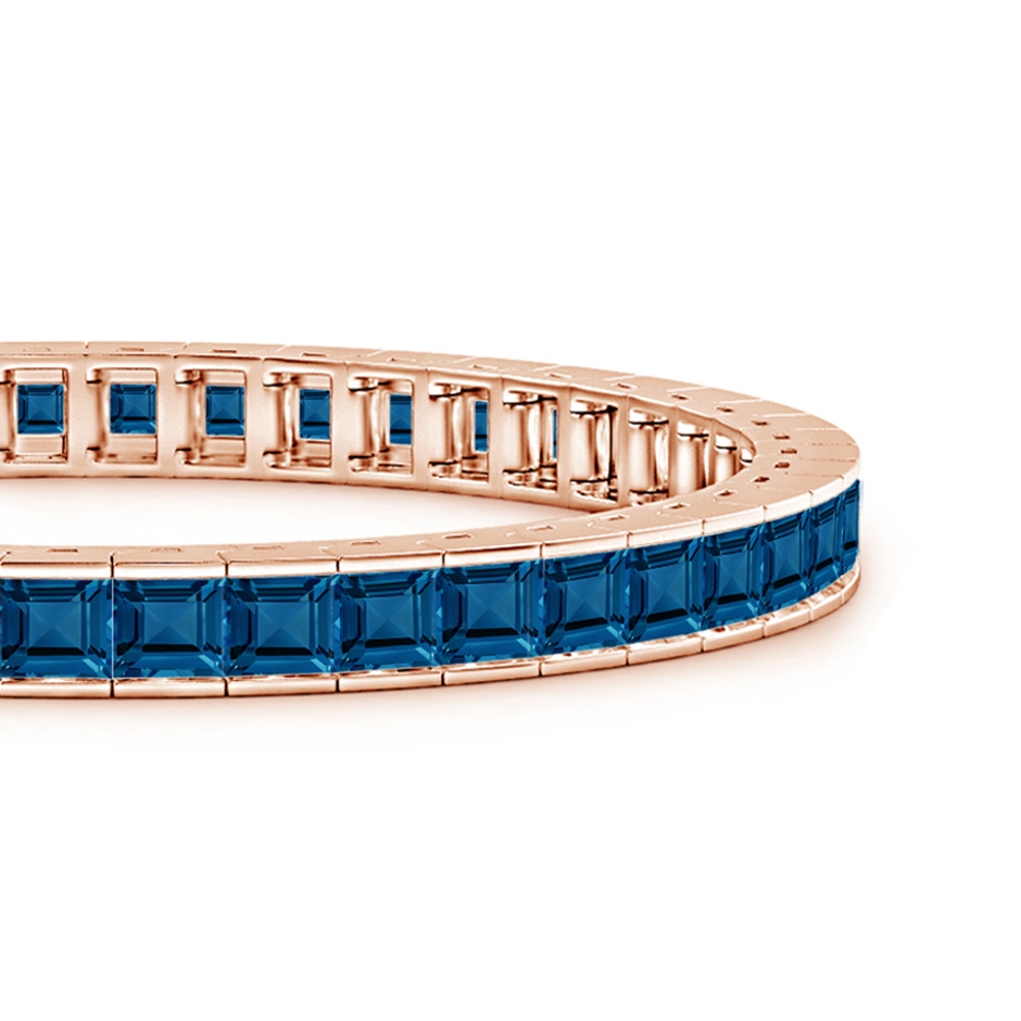 4mm AAA Channel-Set Square London Blue Topaz Tennis Bracelet in Rose Gold side-1