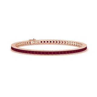 2.5mm A Channel-Set Square Ruby Tennis Bracelet in 9K Rose Gold